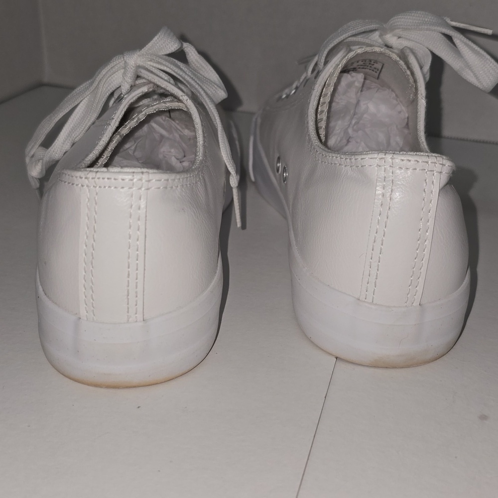 White Faux Leather Sneakers Womens Size 10 NWOT - Picture 8 of 14